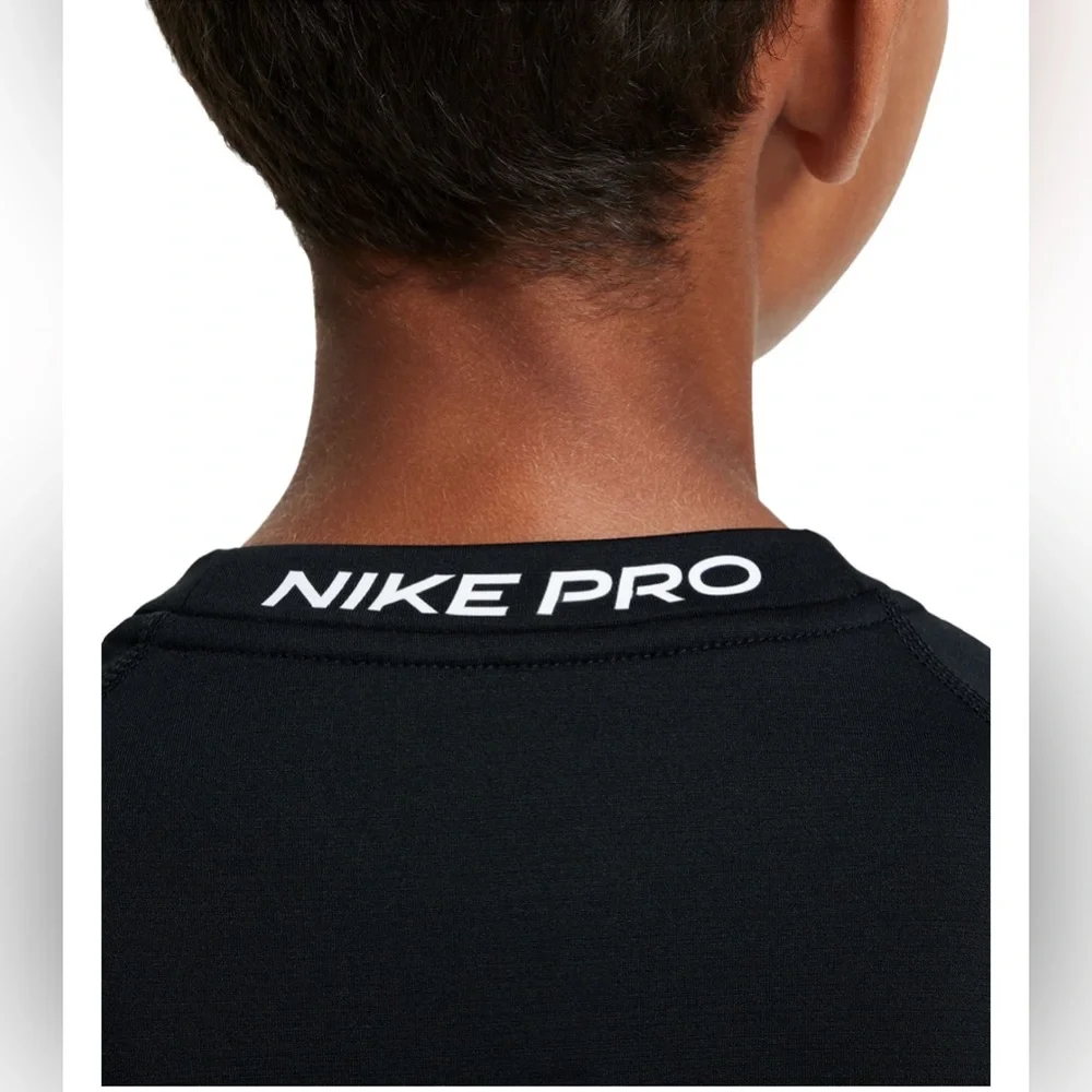 Nike Boys Pro Warm Dri-Fit Long Sleeve Training Top in Black| Size: L
